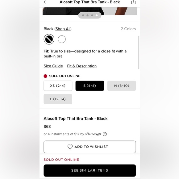 Alo Alosoft Top That Bra Tank in Black (Size S) - Picture 5 of 8